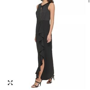 NWT DKNY Women's Twist-Front Cascade Ruffle Column Gown Formal Event Classic Sz6